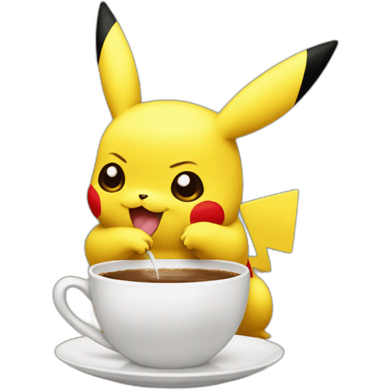 pikachu drinking coffee emoji