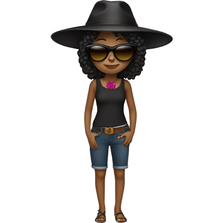  girl black haïr with pointed asian hat and sunglasses emoji