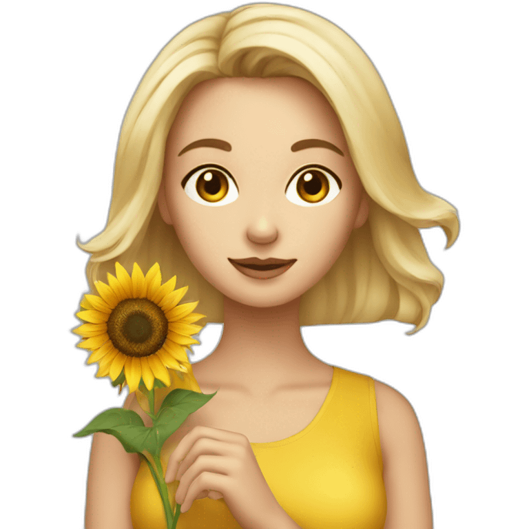 Gorgeous white woman holding a sunflower emoji