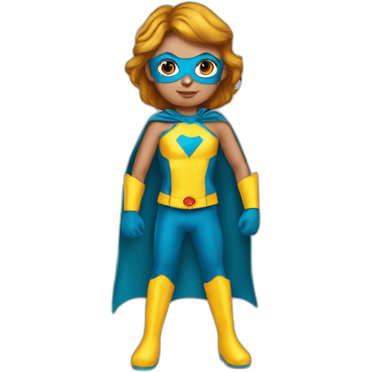 Child superhero girl, gloves boots mask emoji