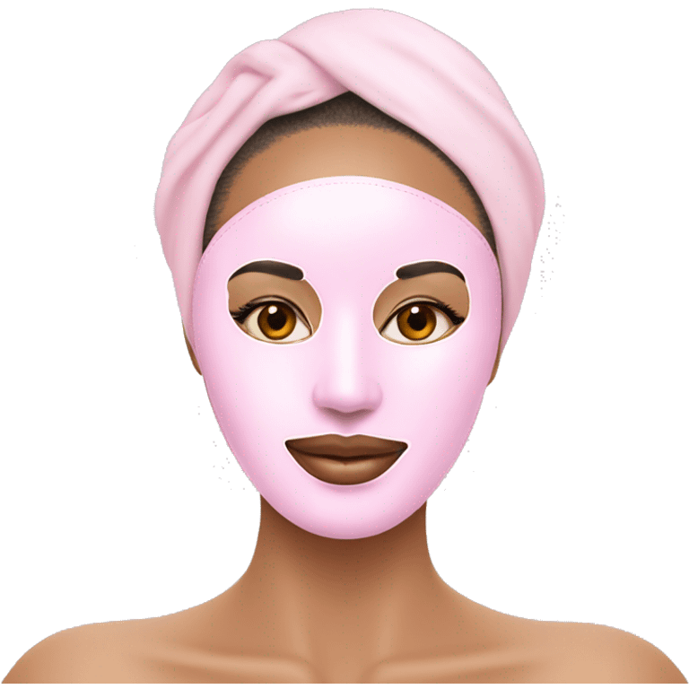 Lady with pastel pink face mask spa beauty full face relaxing emoji