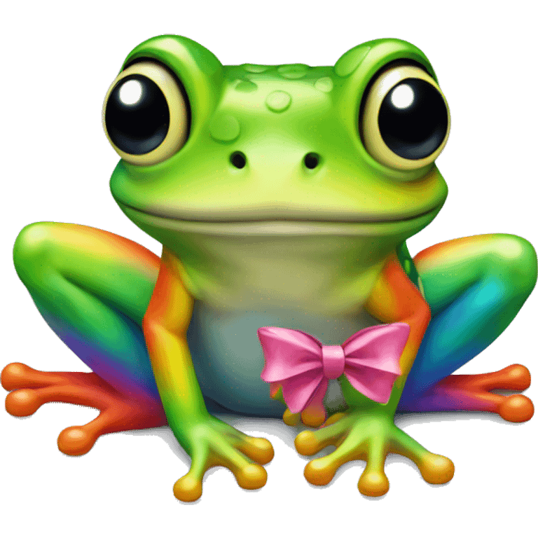 Rainbow frog with bow emoji