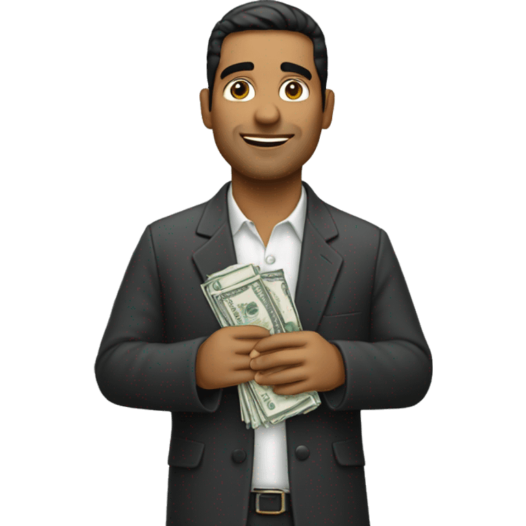 Heavy set Hispanic holding money emoji