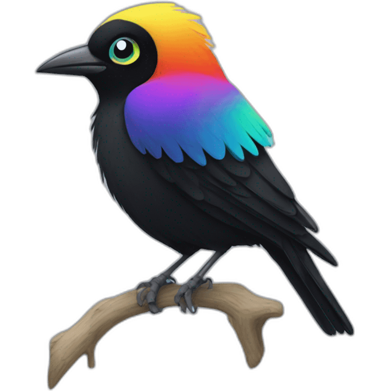 Magpie with rainbow eyes emoji