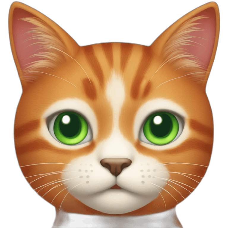 Cute red cat with green eyes and white spots on his face emoji