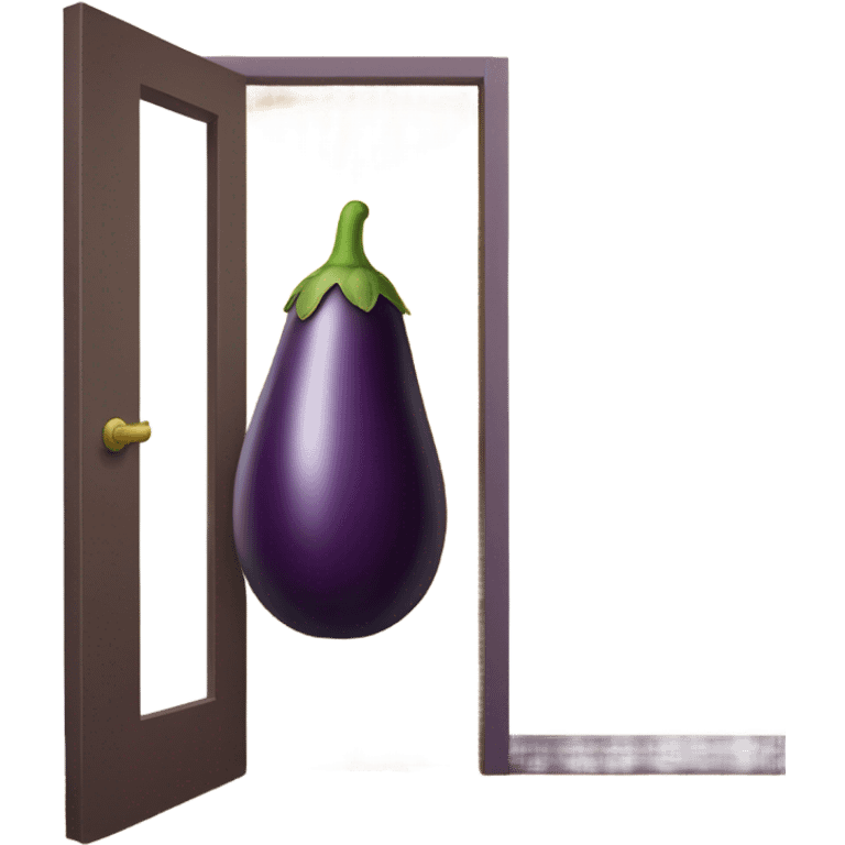 an eggplant entering a door  emoji