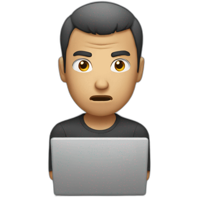 Man have short hair angry using laptop or pc emoji