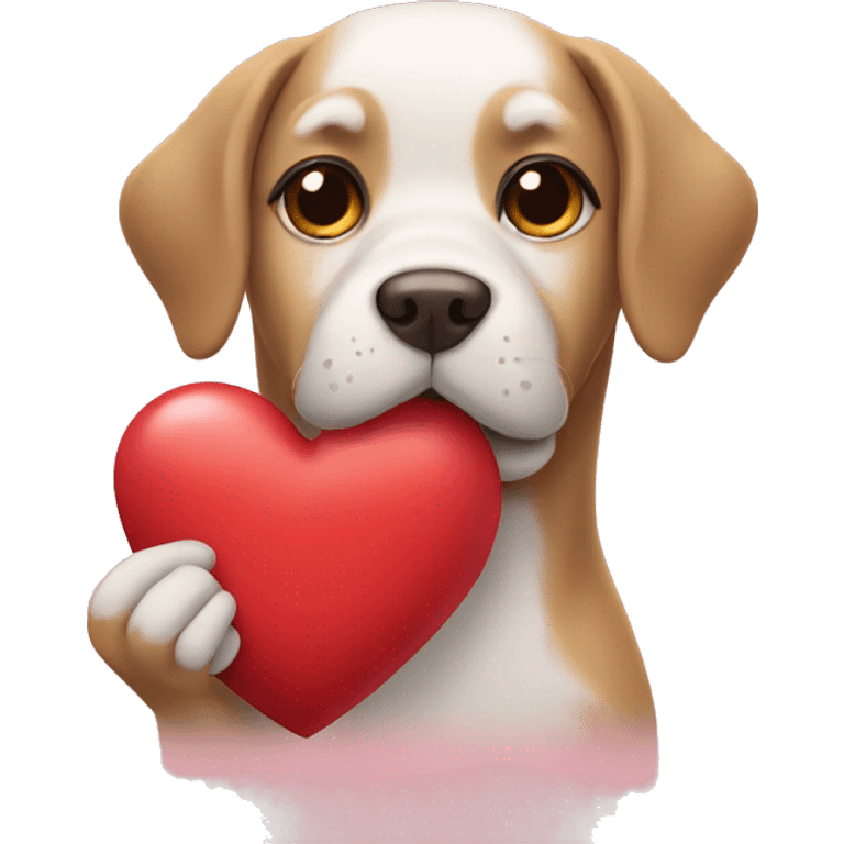 Dog holding a heart  emoji