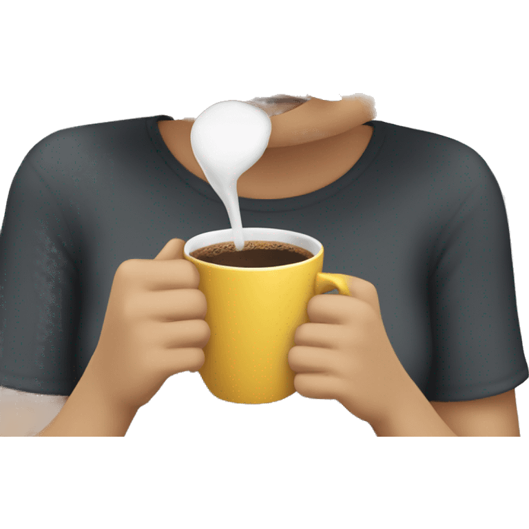 Girl with black hair drinking coffee emoji