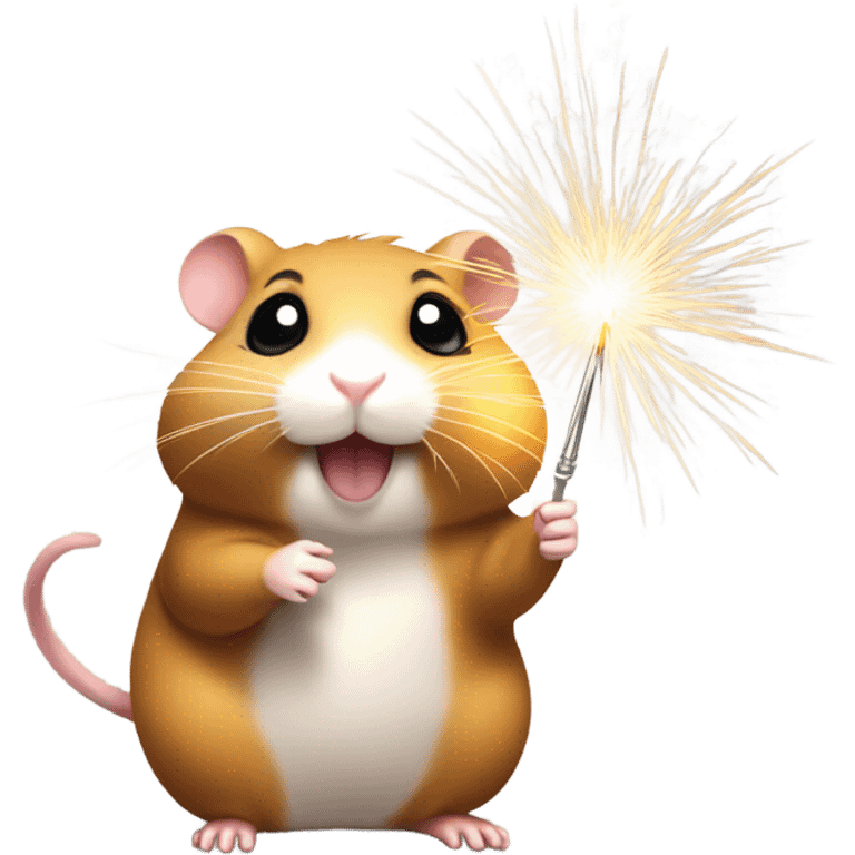 Christmas hamster with sparkler emoji