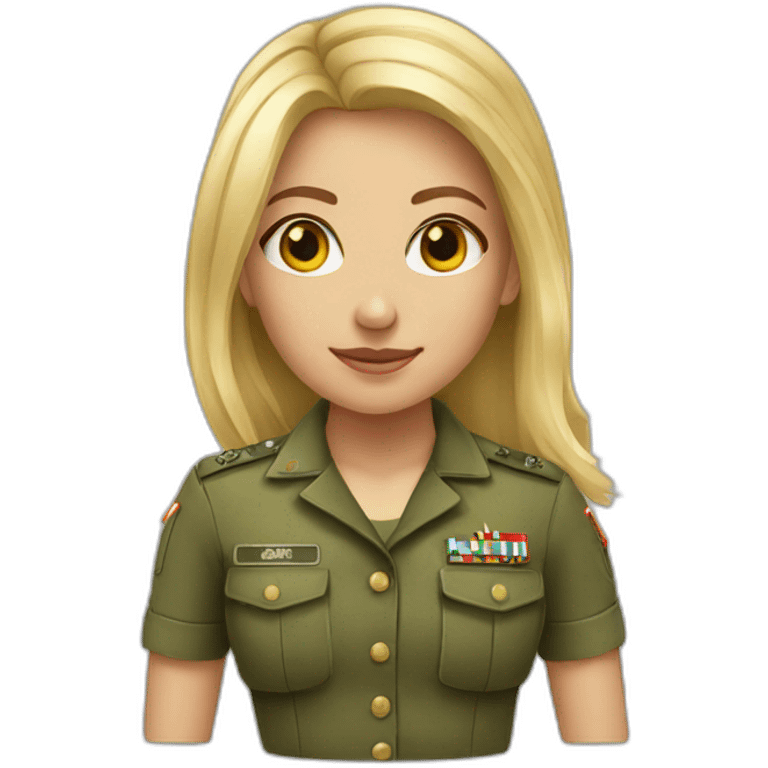 A girl in the army long hair blonde emoji