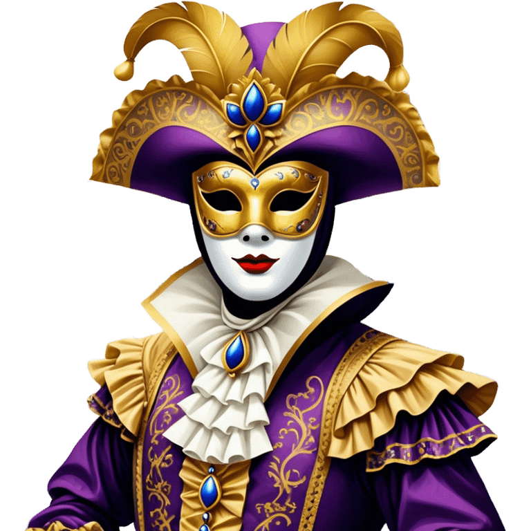 Venice Carnival performer – Cinematic Realistic Venice Carnival Performer, depicted in an opulent, elaborately masked costume with rich textures, vibrant colors, and dramatic, soft lighting, set against the historic backdrop of Venetian canals, capturing the mystery and extravagance of the carnival. emoji