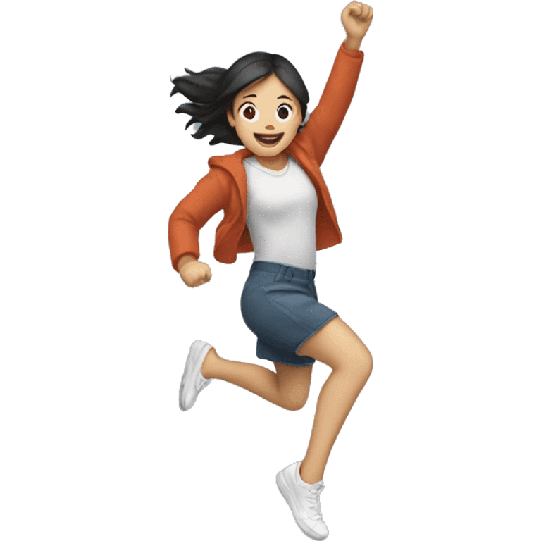 Asian girl jumping down emoji