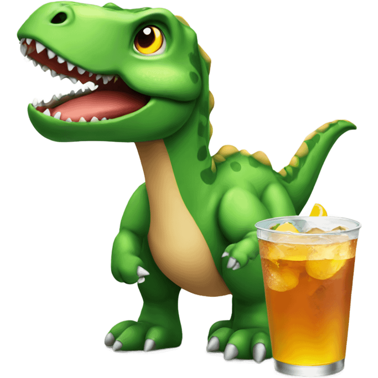 Dinosaur with drink emoji