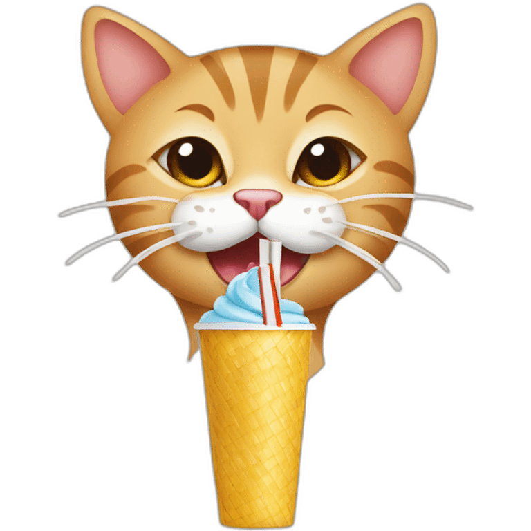 Cat having a straw in her mouth emoji