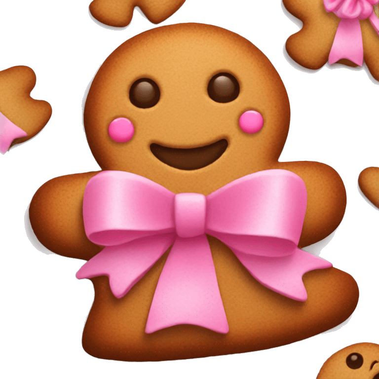 gingerbread cookie with pink bow emoji