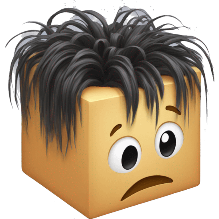 cube with strands of hair on top emoji