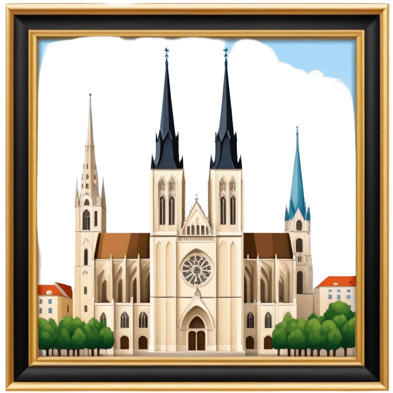 Zagreb Cathedral Landmark Emoji – Depicting its Gothic architecture and twin spires. emoji