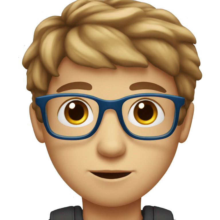 Kid with glasses, blue eyes, brown hair and he is white emoji