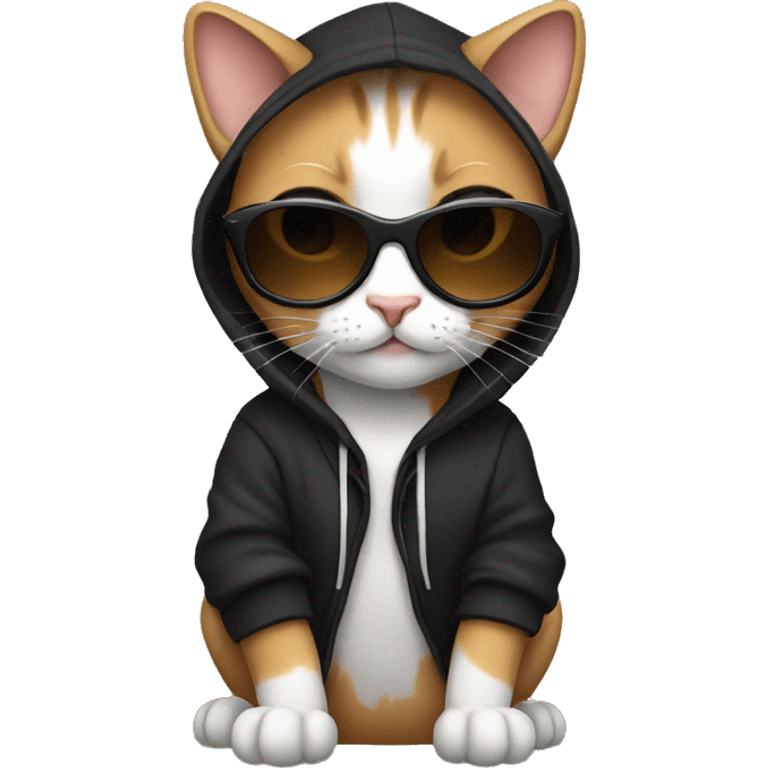 cat with black hoodie and sunglasses  emoji