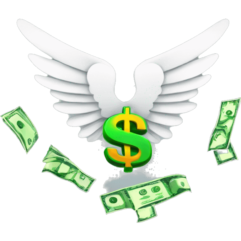 A dollar sign with wings emoji, symbolizing money that is quickly flying away or being spent rapidly. It represents financial transactions, expenses, or the feeling of losing money emoji