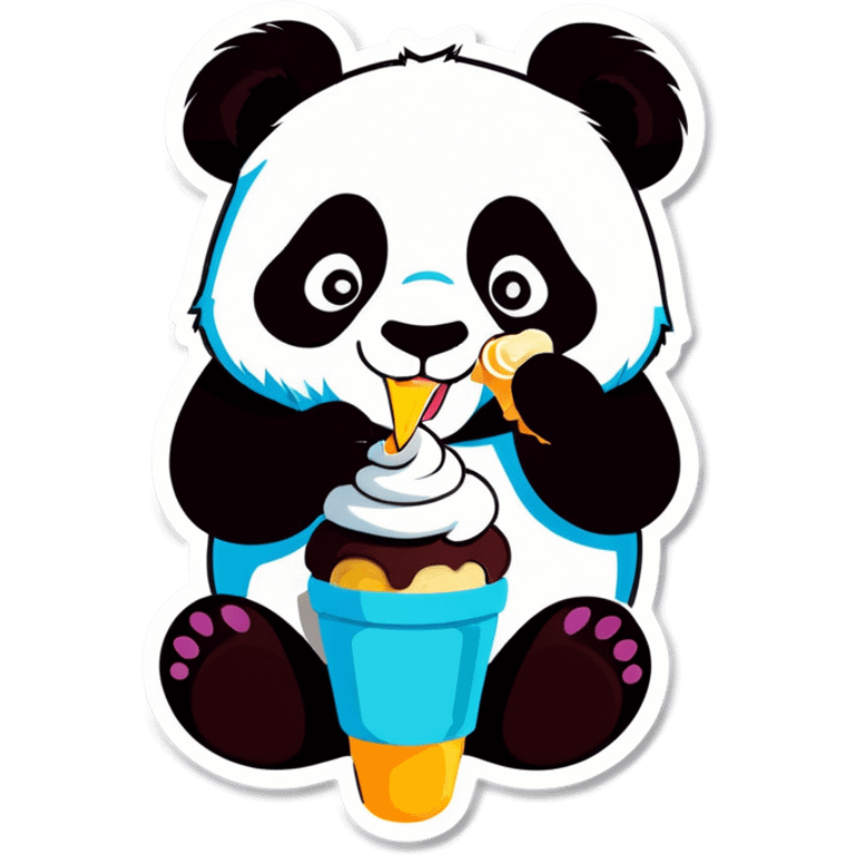 Panda eating ice cream emoji