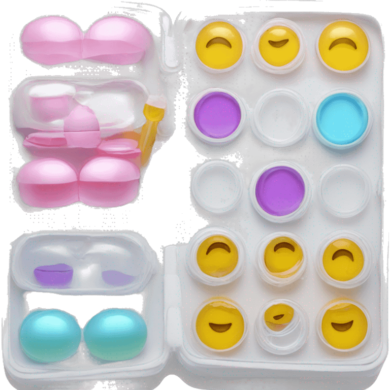 dual compartment screw-top prescription contact lens case emoji