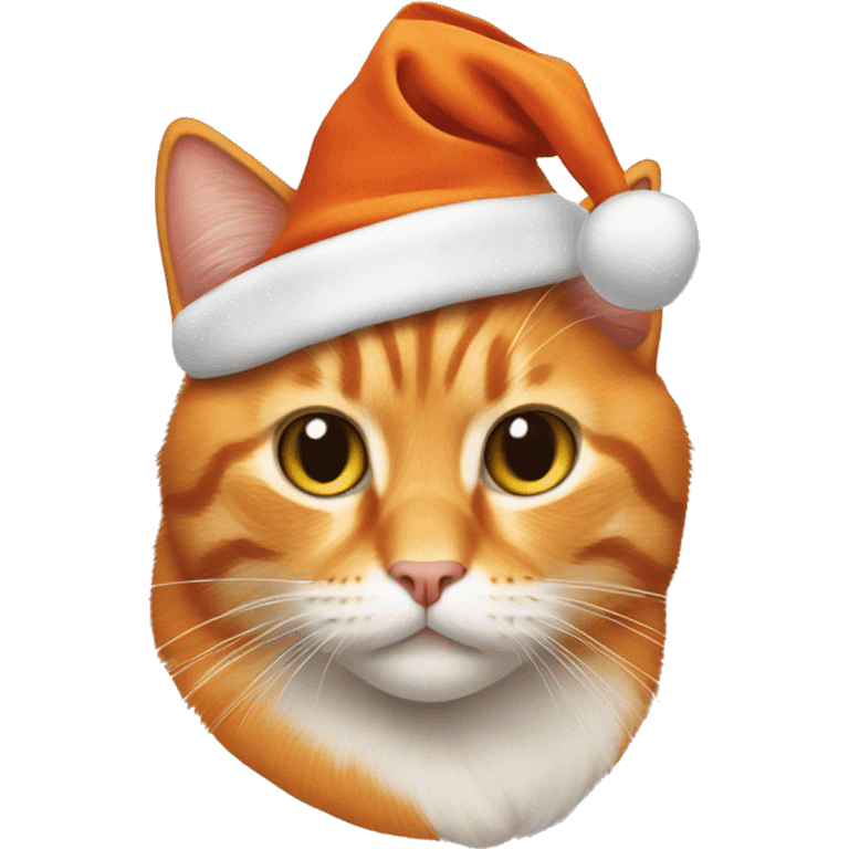 Orange cat with a Christmas hat on emoji