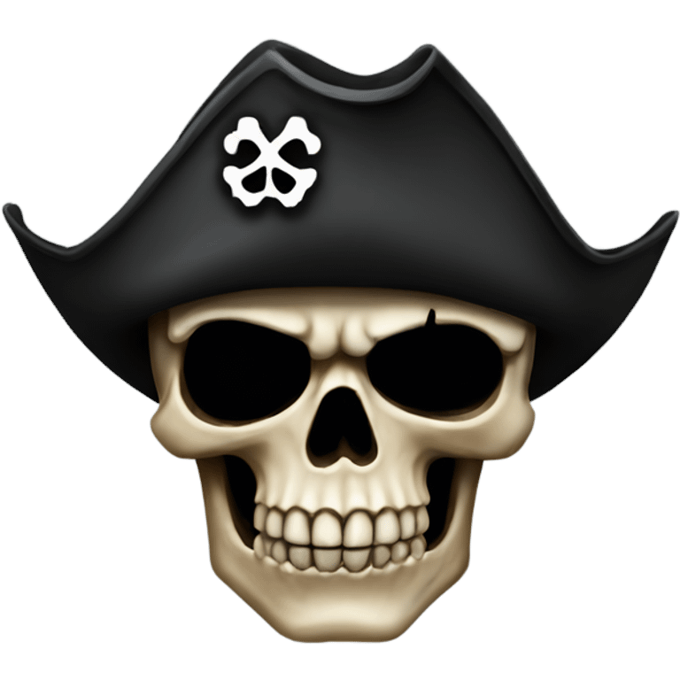 Skull, dark, with brown pirate hat and black eyepatch  emoji