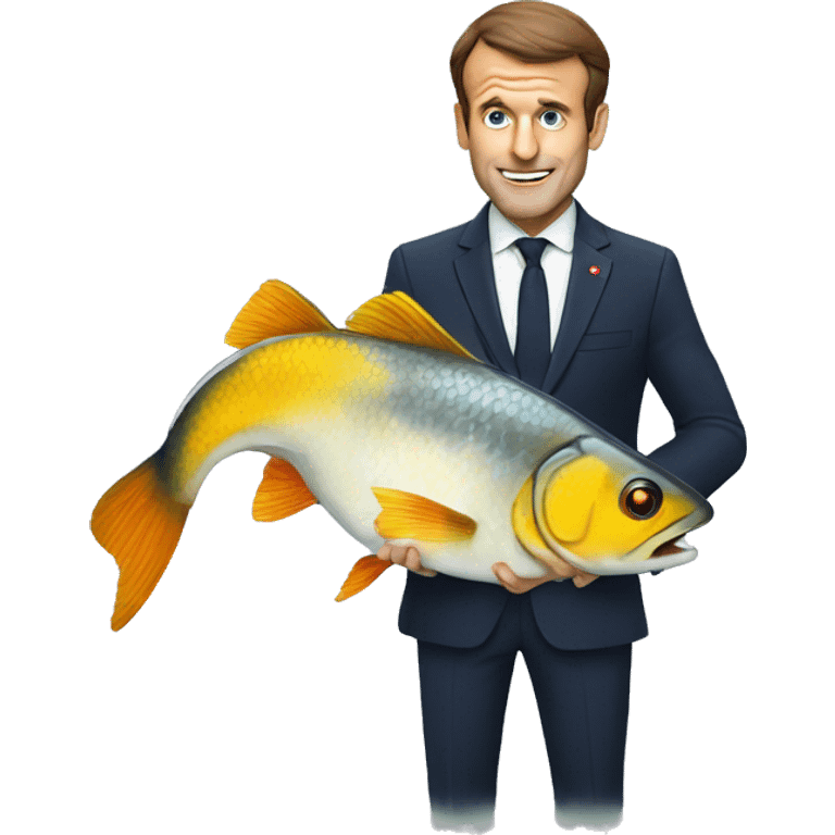 Macron qui mange un poisson  emoji