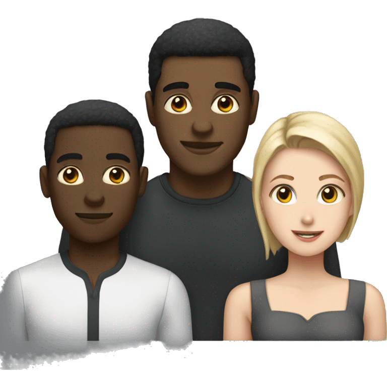 Two black guys and a white girl standing near each other. emoji