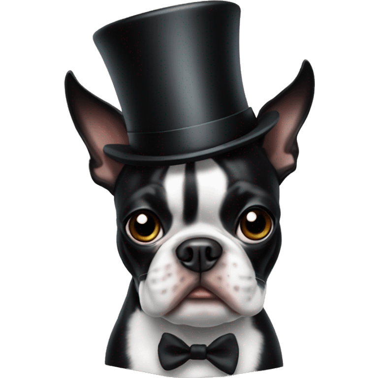 Boston terrier with top hat emoji