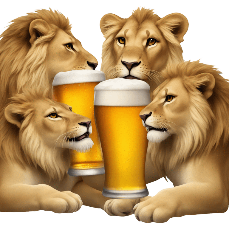 Pack of lions drinking a pack of beer emoji