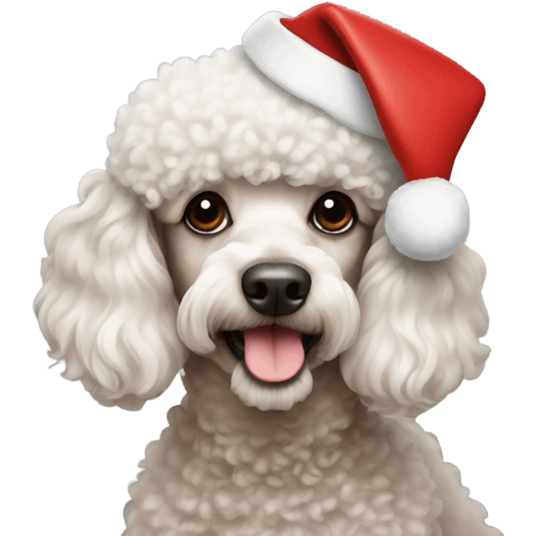 Poodle with Christmas hat  emoji