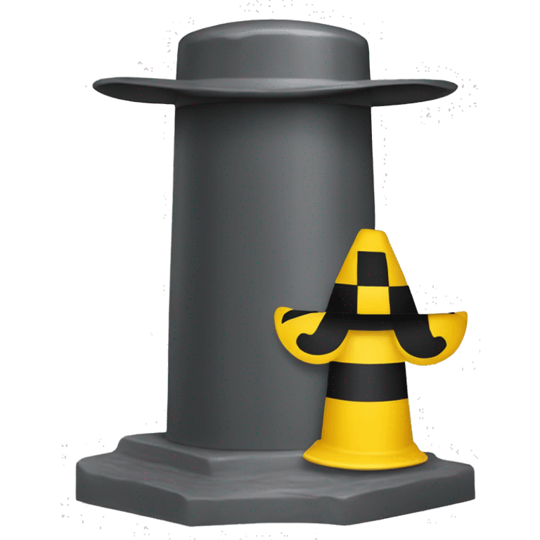 Caution Bollard with cowboy hat emoji