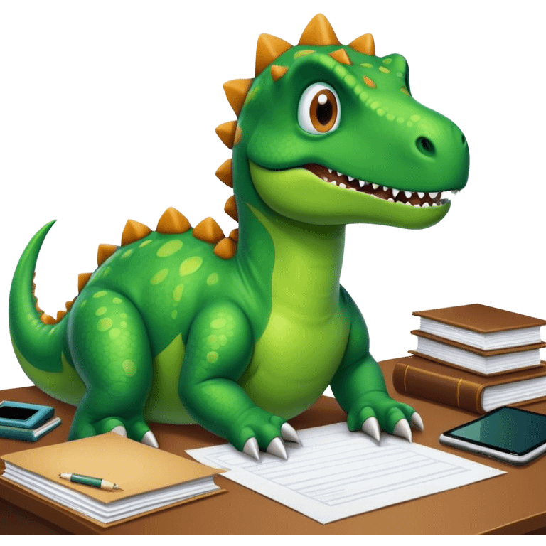 office dinosaur lying on papers emoji