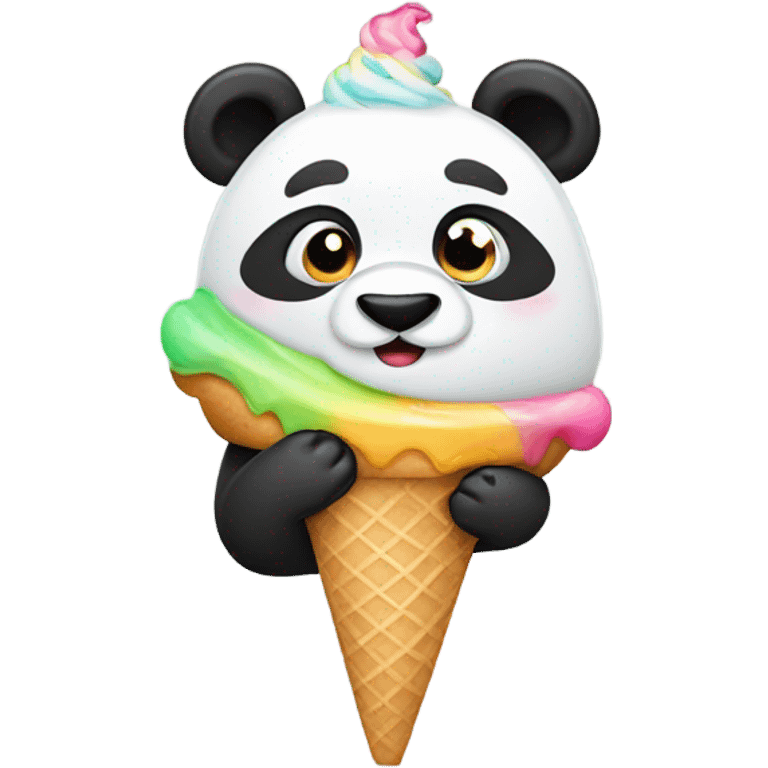 Panda eating ice cream emoji