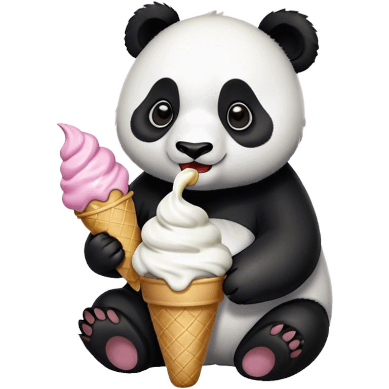 Panda eating ice cream emoji