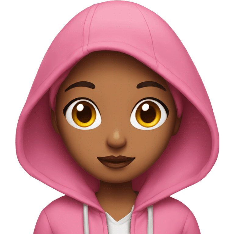 Pretty girl wearing makeup and a pink hoodie emoji