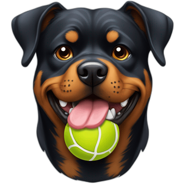 rottweiller with two tenis ball in mouth emoji