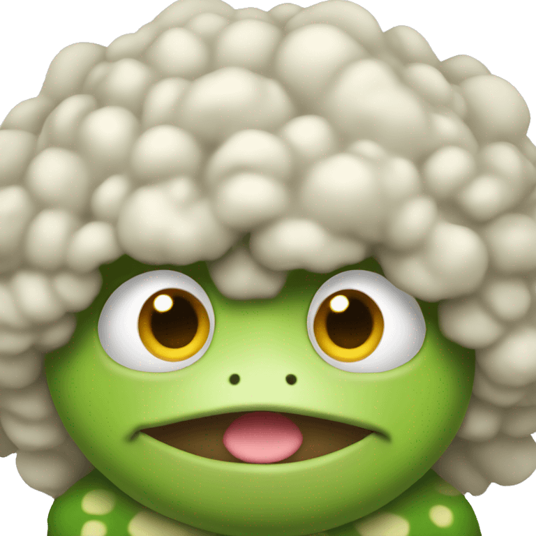 Toad with white curly hair emoji