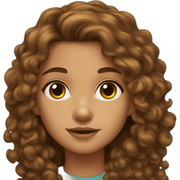 girl, big nose, long curly brown hair, earrings, brown eyes, tan skin, freckles emoji