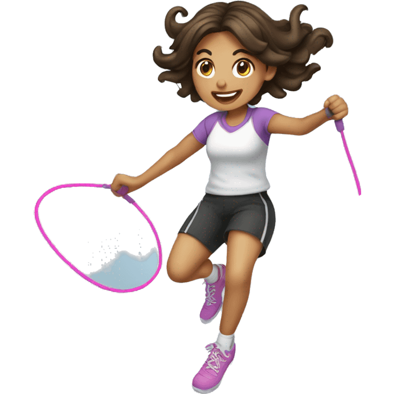 Brunette girl jumping rope emoji