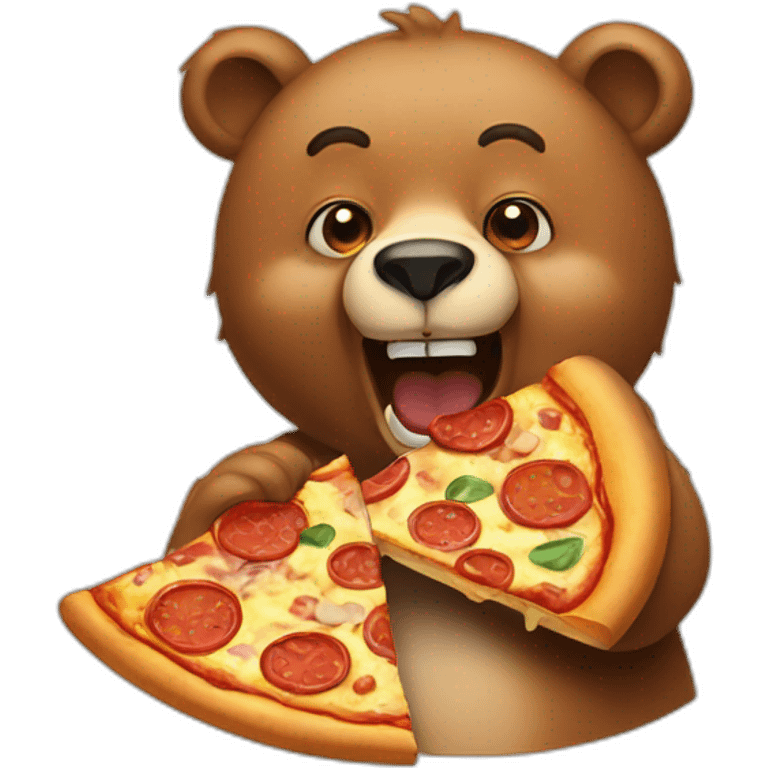 Bear eating pizza emoji