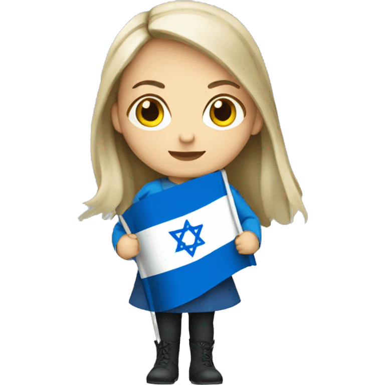 Ukrainian girl holding Israeli flag emoji