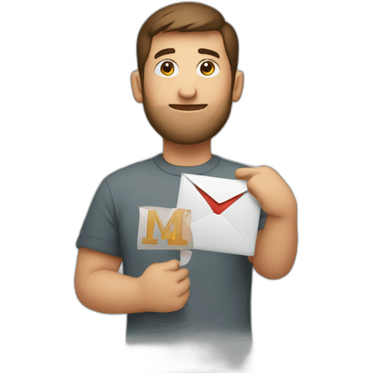 a guy holding M letter logo emoji