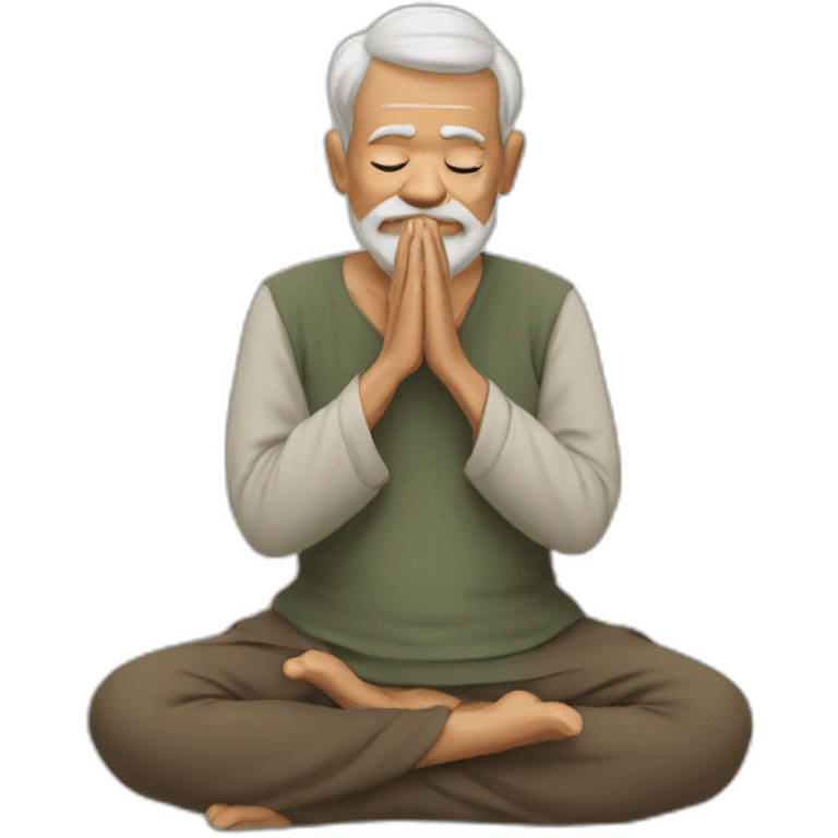 old man with paghadi doing namaste emoji