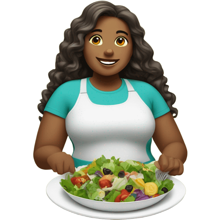 Fat girl eating salad emoji