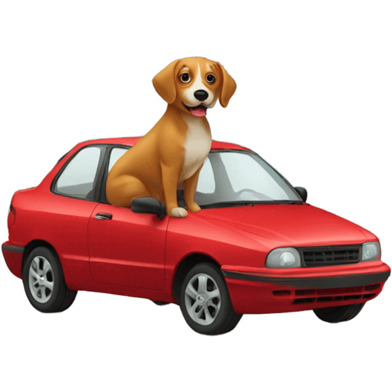 Red car with dog  emoji