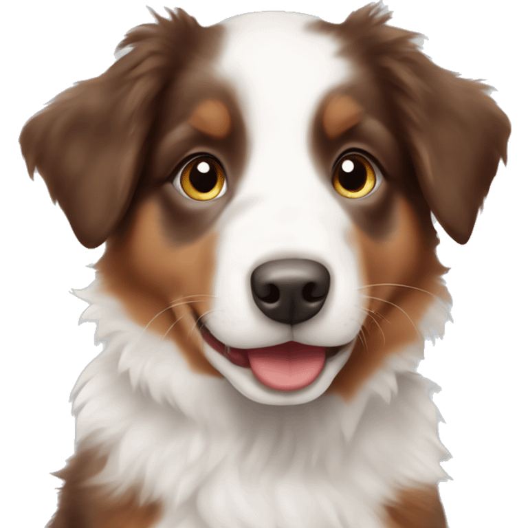 Red and white Australian shepherd puppy emoji